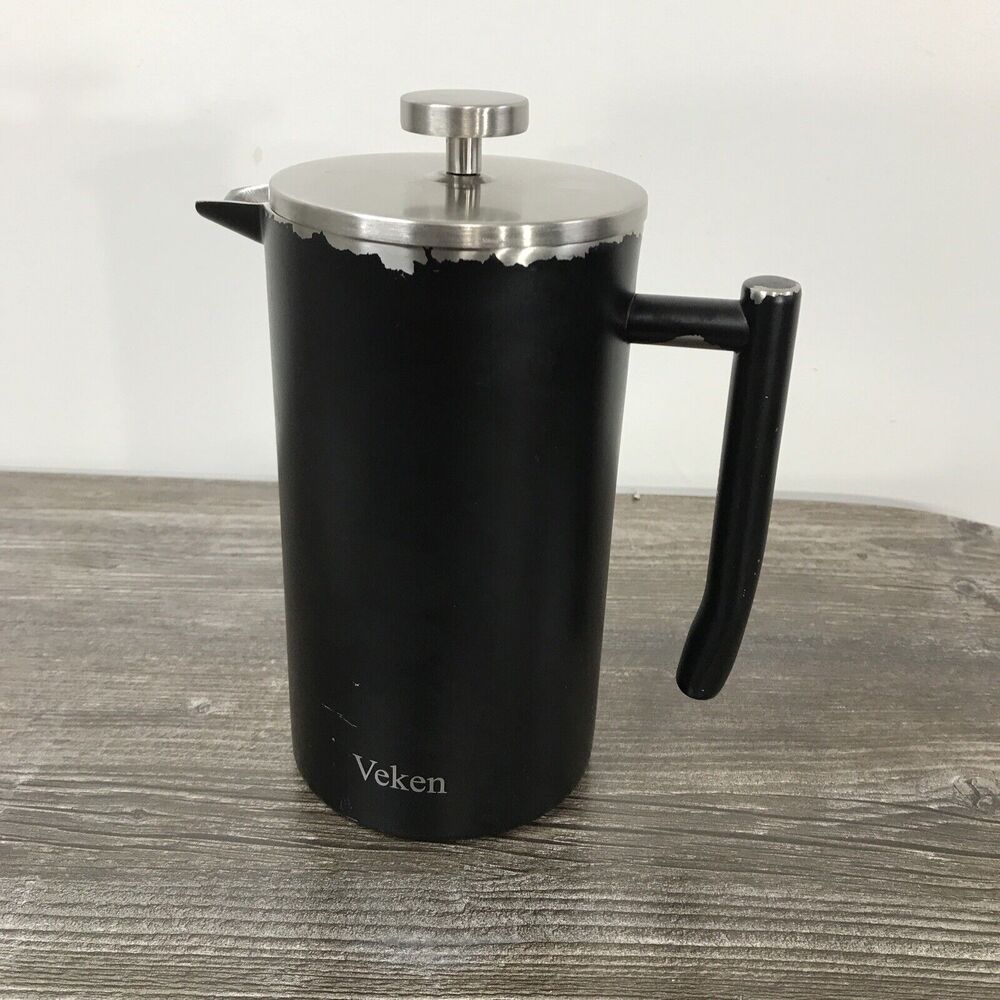 Veken French‎ Press Coffee & Tea Maker, 304 Stainless Steel Black